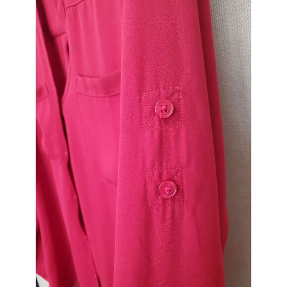 Express The Portofino Shirt Red Roll-Tab Sleeve Button-Up Shirt Size Medium - Picture 3 of 6
